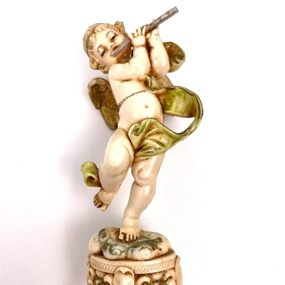 Vintage Set of 2 Fontanini Depose Italy Angel Playing Instrument Figurine 6 inch - Picture 4 of 13